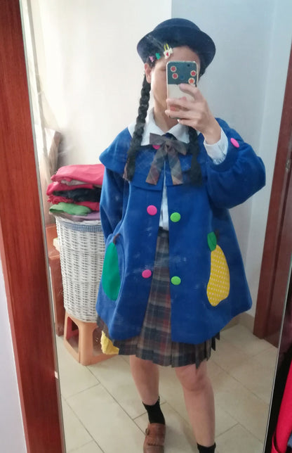 GOODBABY - Fruit Patchwork Color Block Wool Coat coat goodbaby