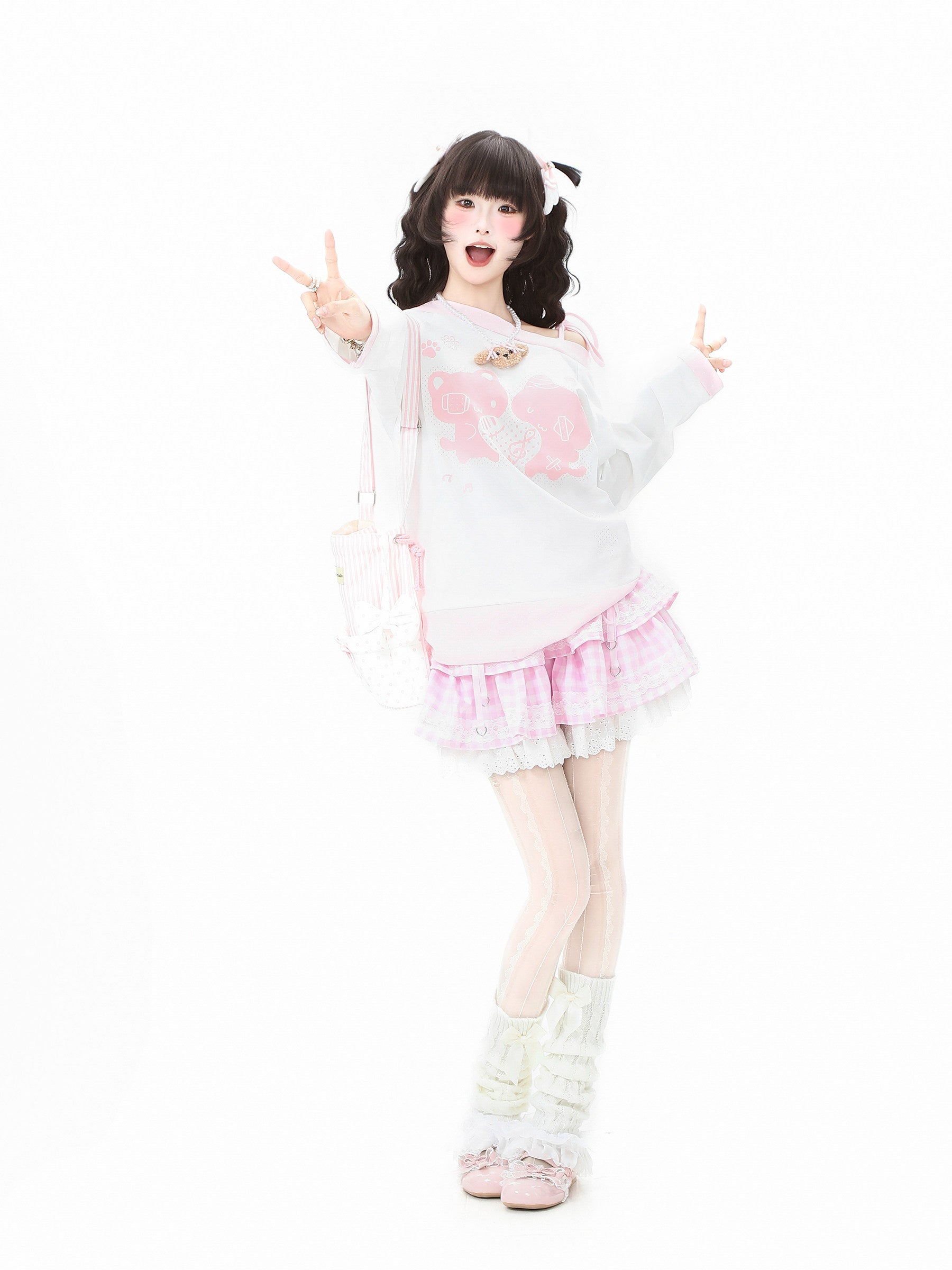 Languid Park - Plaid Lace Up Puff Skirt Land Decora