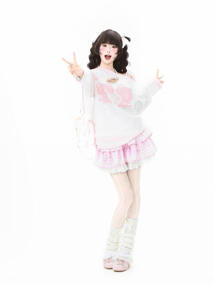 Languid Park - Plaid Lace Up Puff Skirt Land Decora