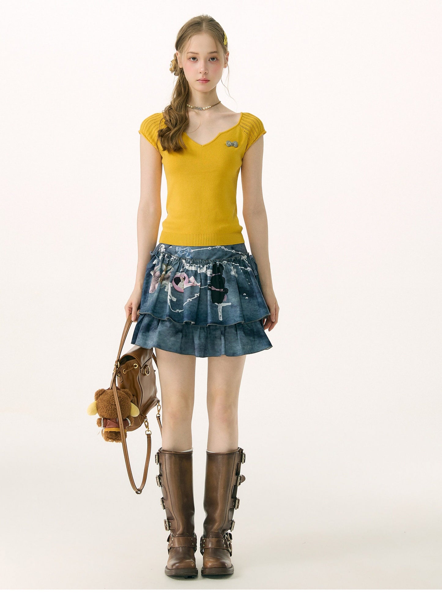 ziziFei - Blue Bunny Chain Mini Skirt skirt ziziFei