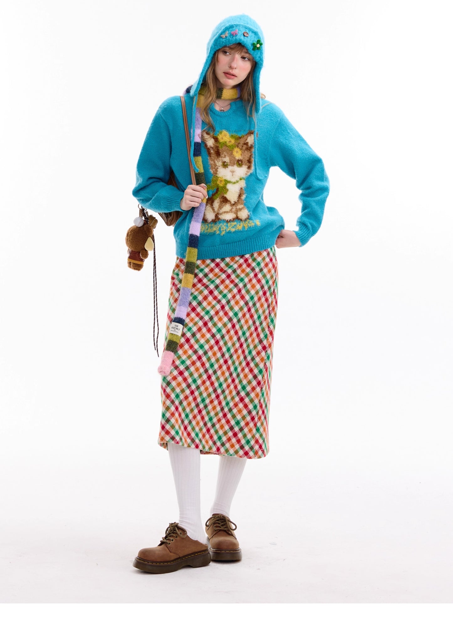 ziziFei – Girly Kei Blue Cat Knit Sweater sweater ziziFei