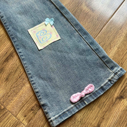 BodyTalk – Y2K Patchwork Low-Rise Flare Jeans jeans bodytalk