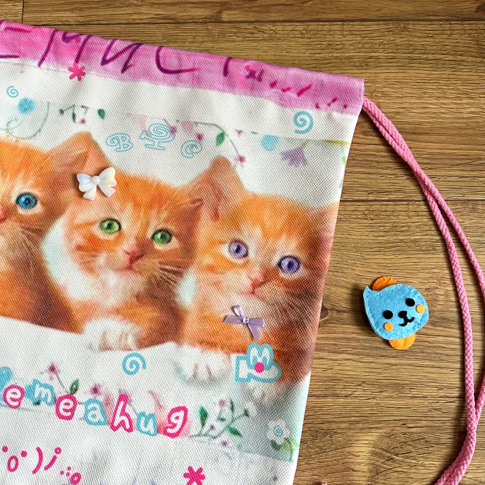 BodyTalk - Kawaii Cat Canvas Drawstring Bag bag bodytalk