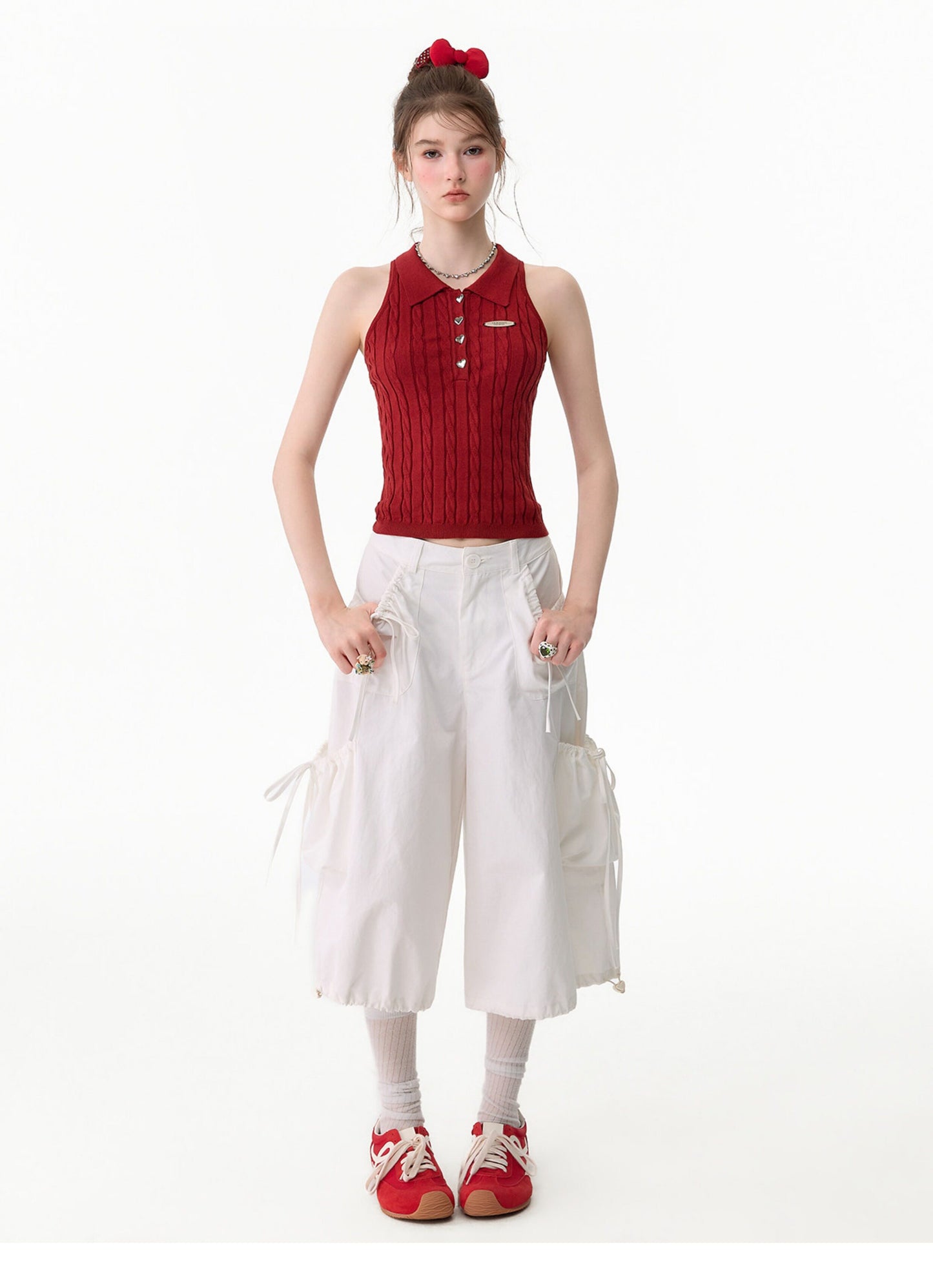 ziziFei - White Pocket Wide Leg Pants pants ziziFei