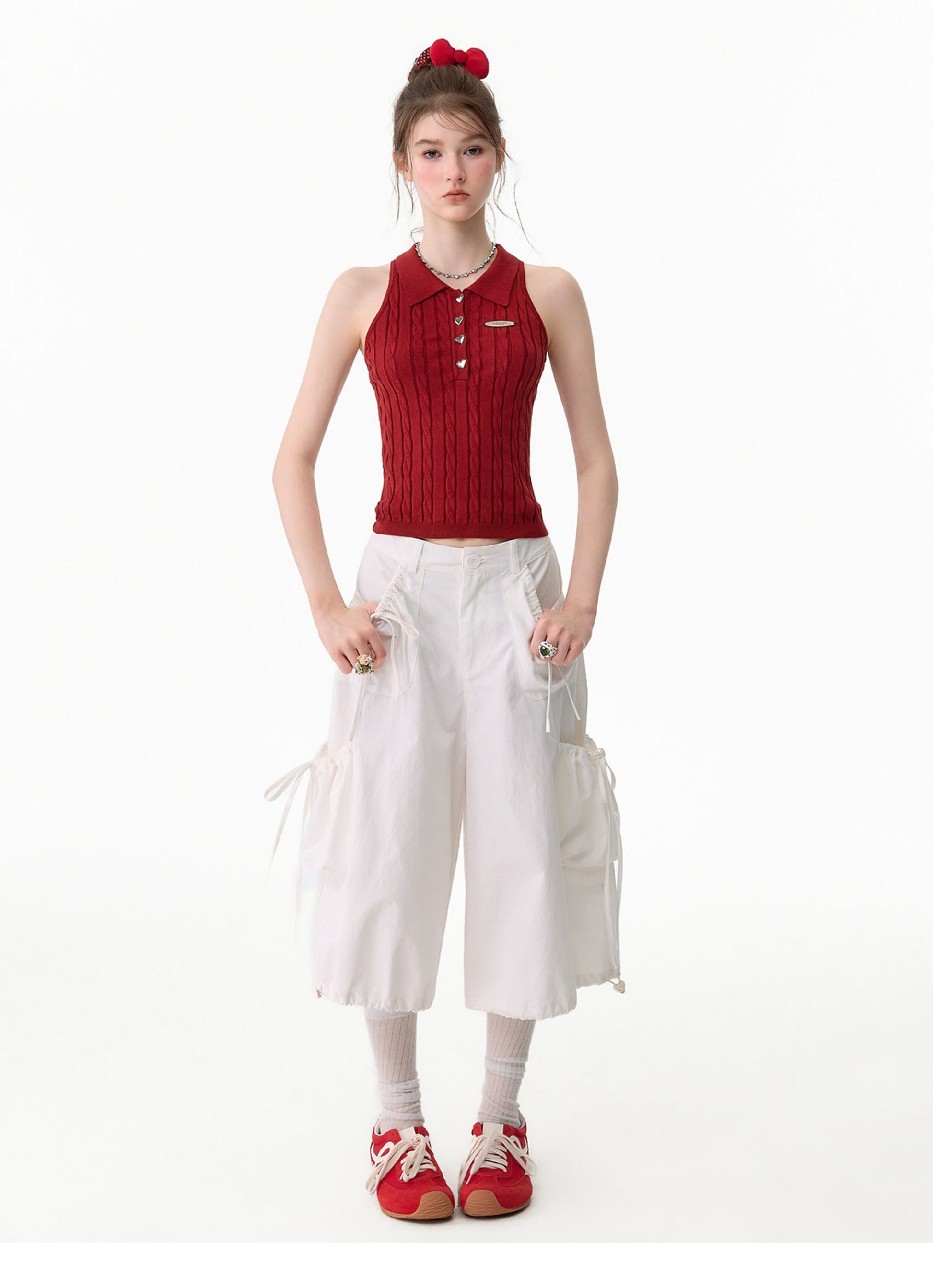 ziziFei - White Pocket Wide Leg Pants pants ziziFei