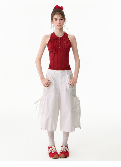 ziziFei - White Pocket Wide Leg Pants pants ziziFei