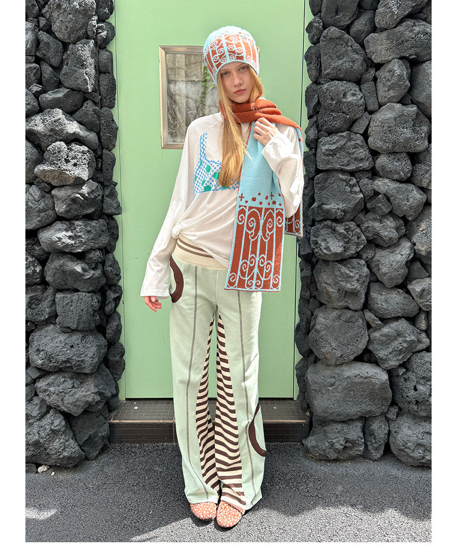 UnsocialNight - Green Brown Patchwork Flare Pants pants UnsocialNight