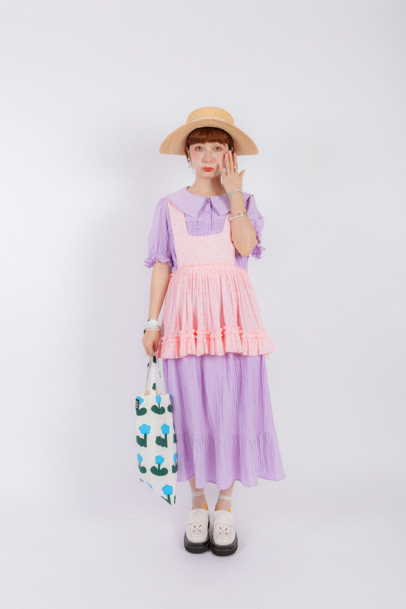 DADANAKO - Pink Polka Dot Pinafore Dress dress DADANAKO