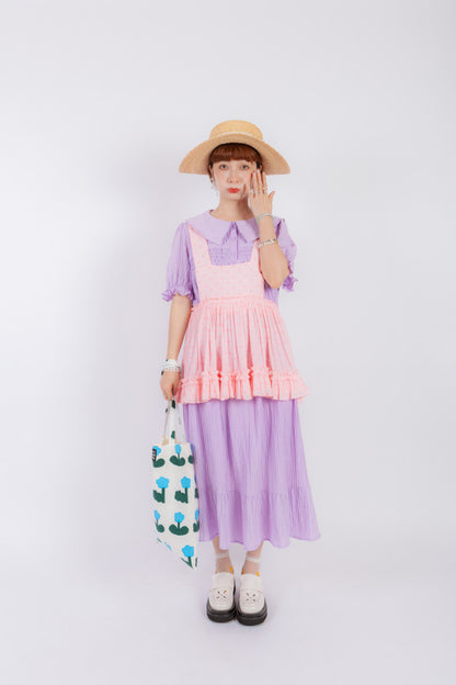 DADANAKO - Pink Polka Dot Pinafore Dress dress DADANAKO