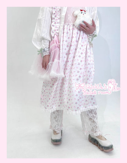 Shishihshop Sleeveless Dress | Harajuku Ribbon Lace Overlay Dress dress shishihshop