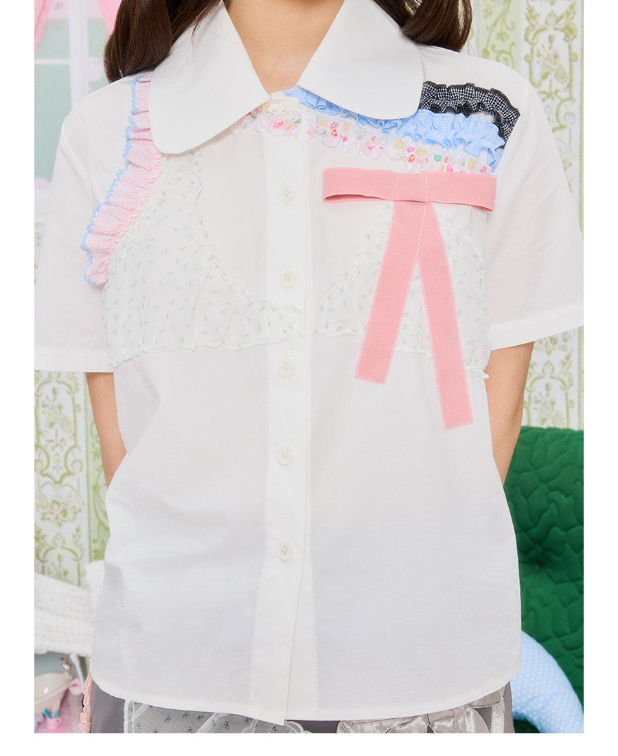 UnsocialNight - Ruffle Collar Graphic Blouse blouse UnsocialNight