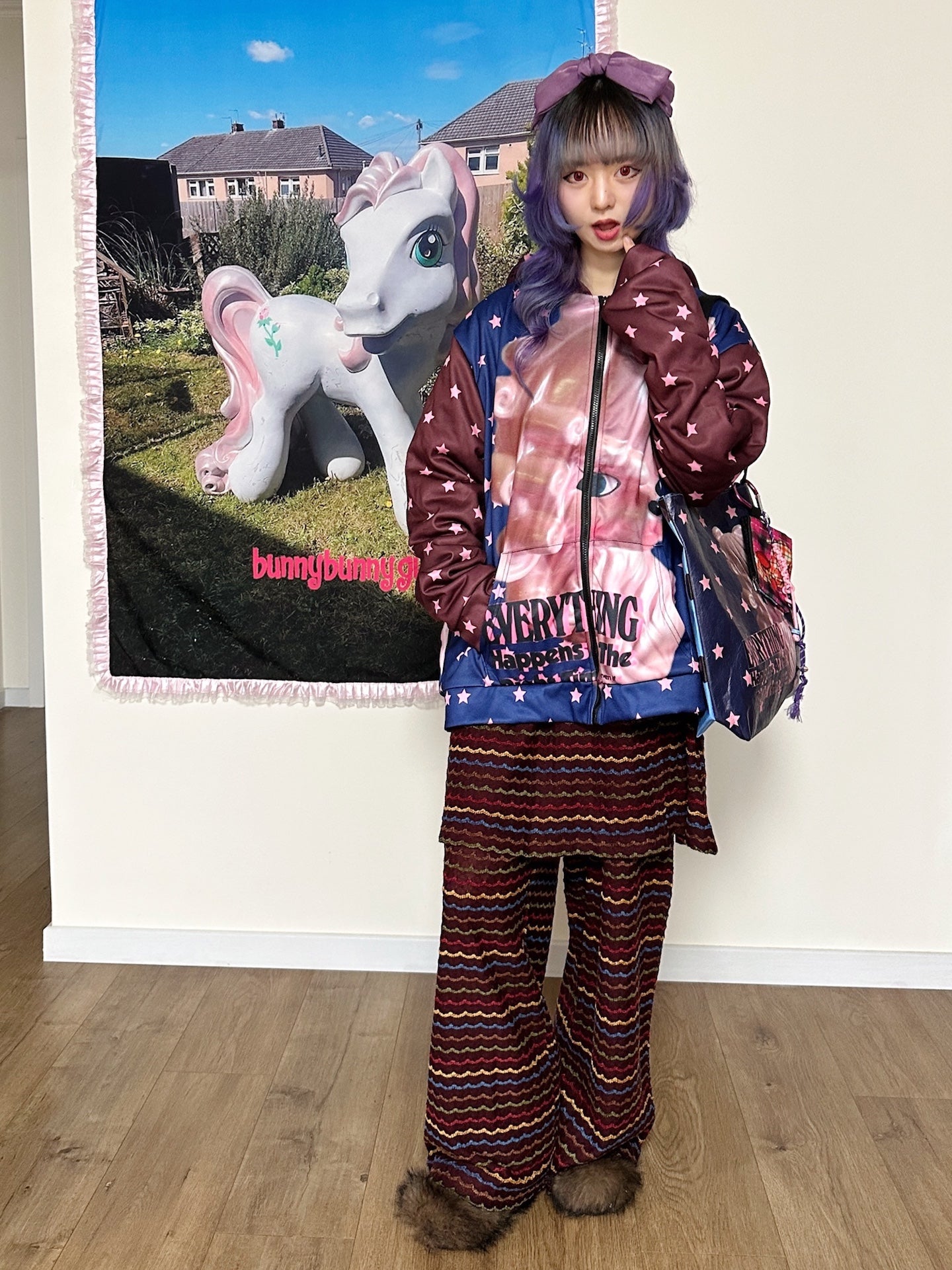 bunnybunnygun - Harajuku Colorblock Fleece Zip Hoodie hoodie bunnybunnygun