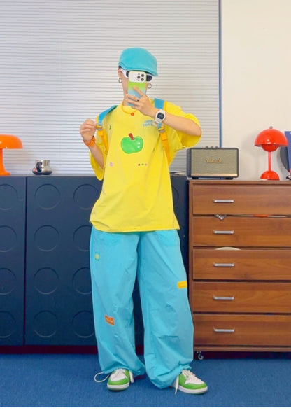 KURIOSITAET - Yellow Star Apple Embroidered T-Shirt