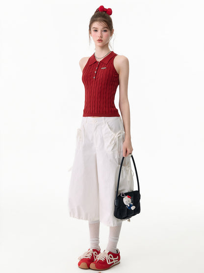 ziziFei - White Pocket Wide Leg Pants pants ziziFei