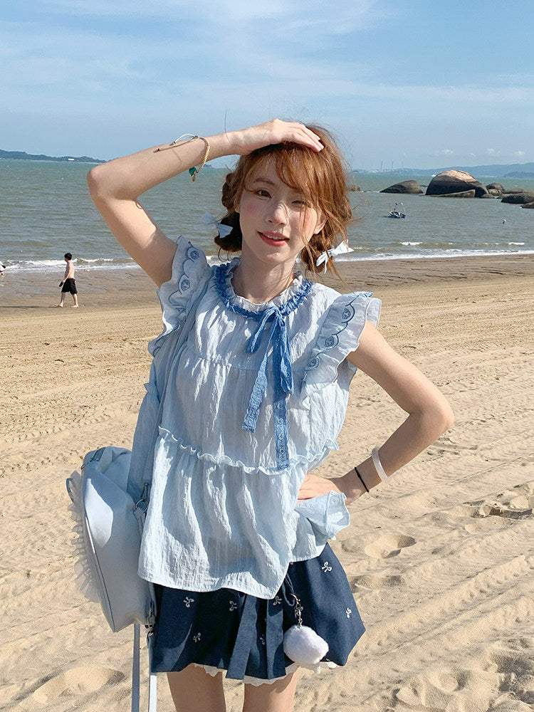 SingSong - Embroidered Kawaii Two-Piece Set set singsong