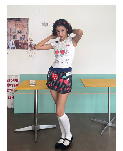 UnsocialNight - Cherry Note Skort Shorts skirt UnsocialNight