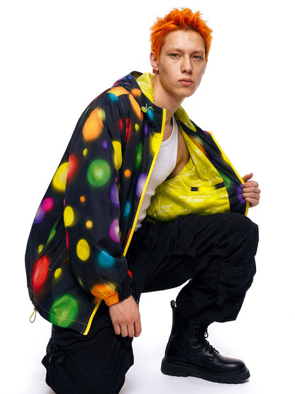 DeadEndKids - Black Polka Dot Techwear Windbreaker Jacket jacket DeadEndKids