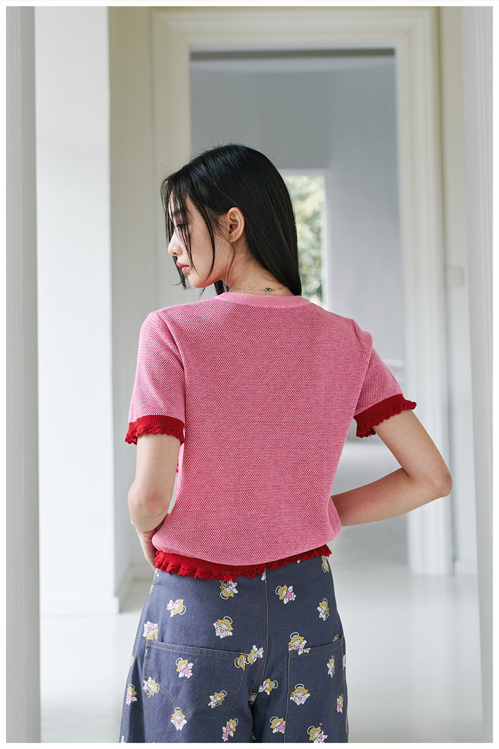 tntntutu Two-Tone T-shirt | Envelope Angel Tee | Knitted Short Sleeve Top tshirt tntntutu