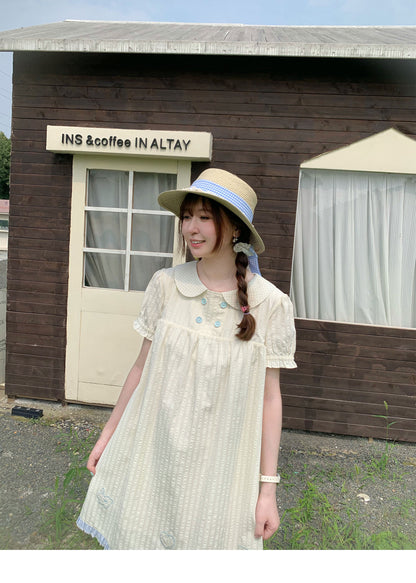 Peach Party - Pastel Yellow Peter Pan Collar Dress