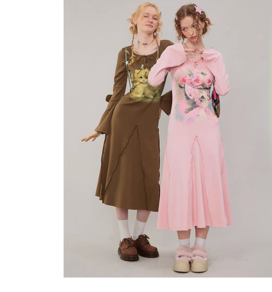 ziziFei - Girly Kei Cat Print Dress dress ziziFei