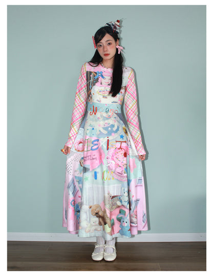 NeogoMade - Kawaii Y2K Dopamine Print Dress dress NeogoMade Pink S