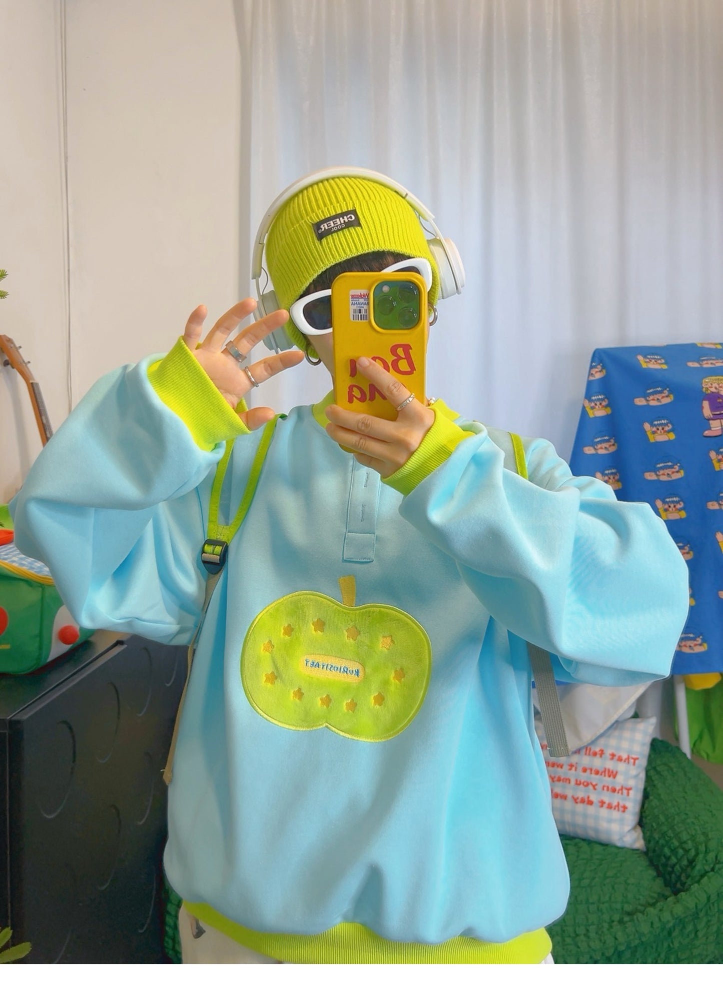 KURIOSITAET - Decora Kei Blue Pullover Sweatshirt sweatshirt KURIOSITAET