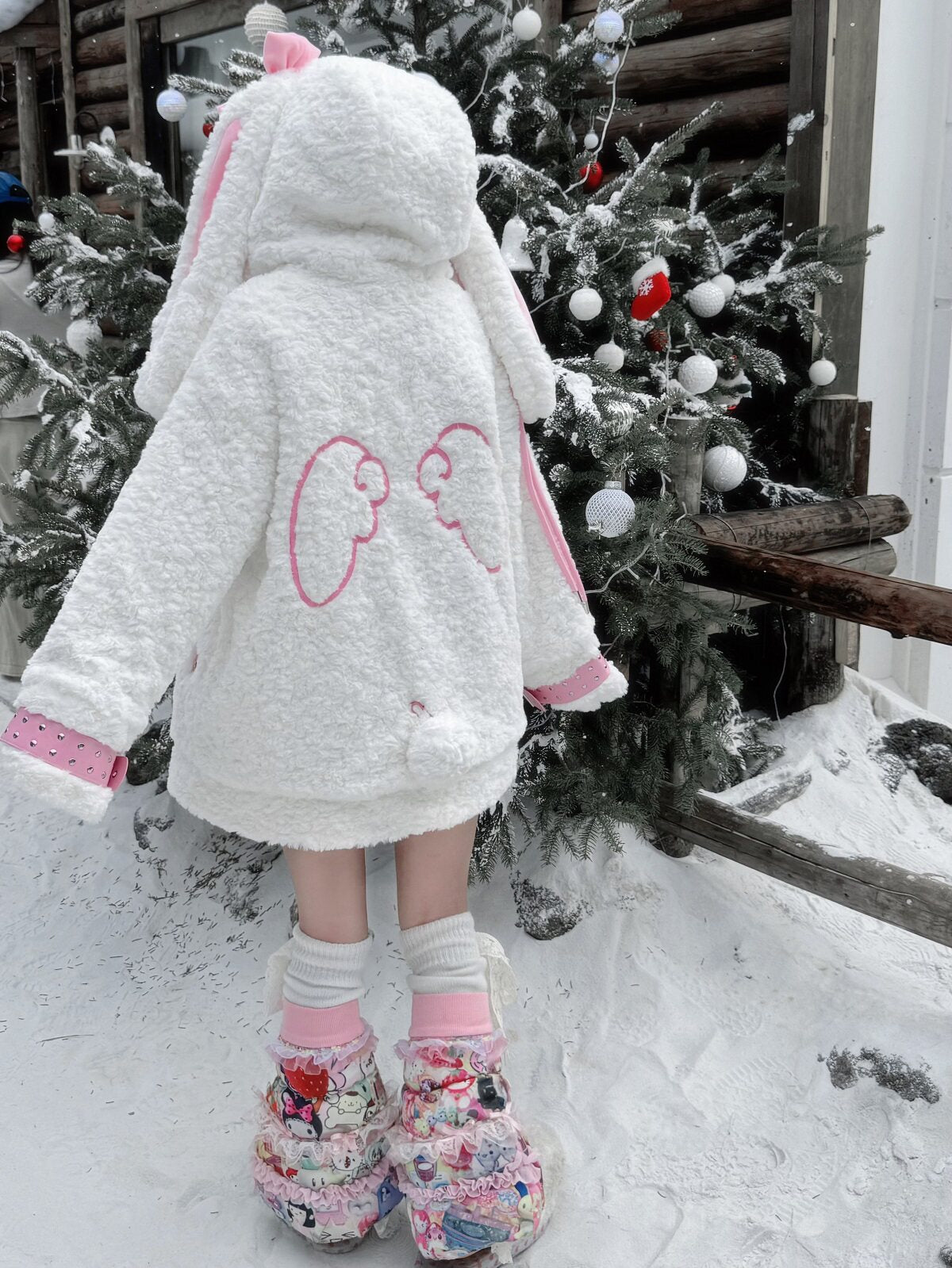 Three Poisons - Bunny Ear Plush Y2K Puffer Jacket coat Three Poisons