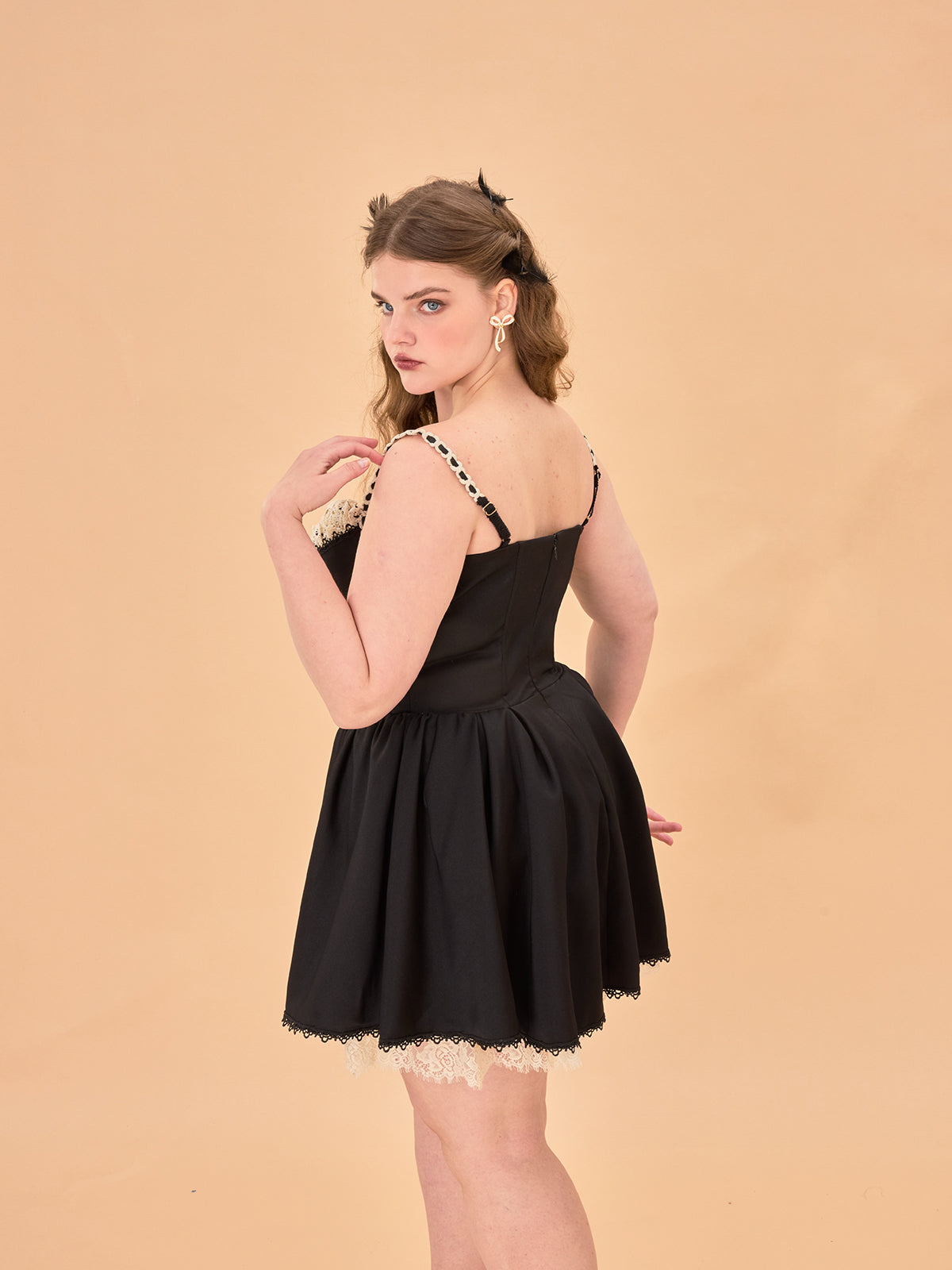 LaceMade - French Style Corset Little Black Dress Lace Trim Summer dress LaceMade