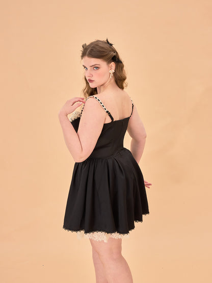 LaceMade - French Style Corset Little Black Dress Lace Trim Summer dress LaceMade