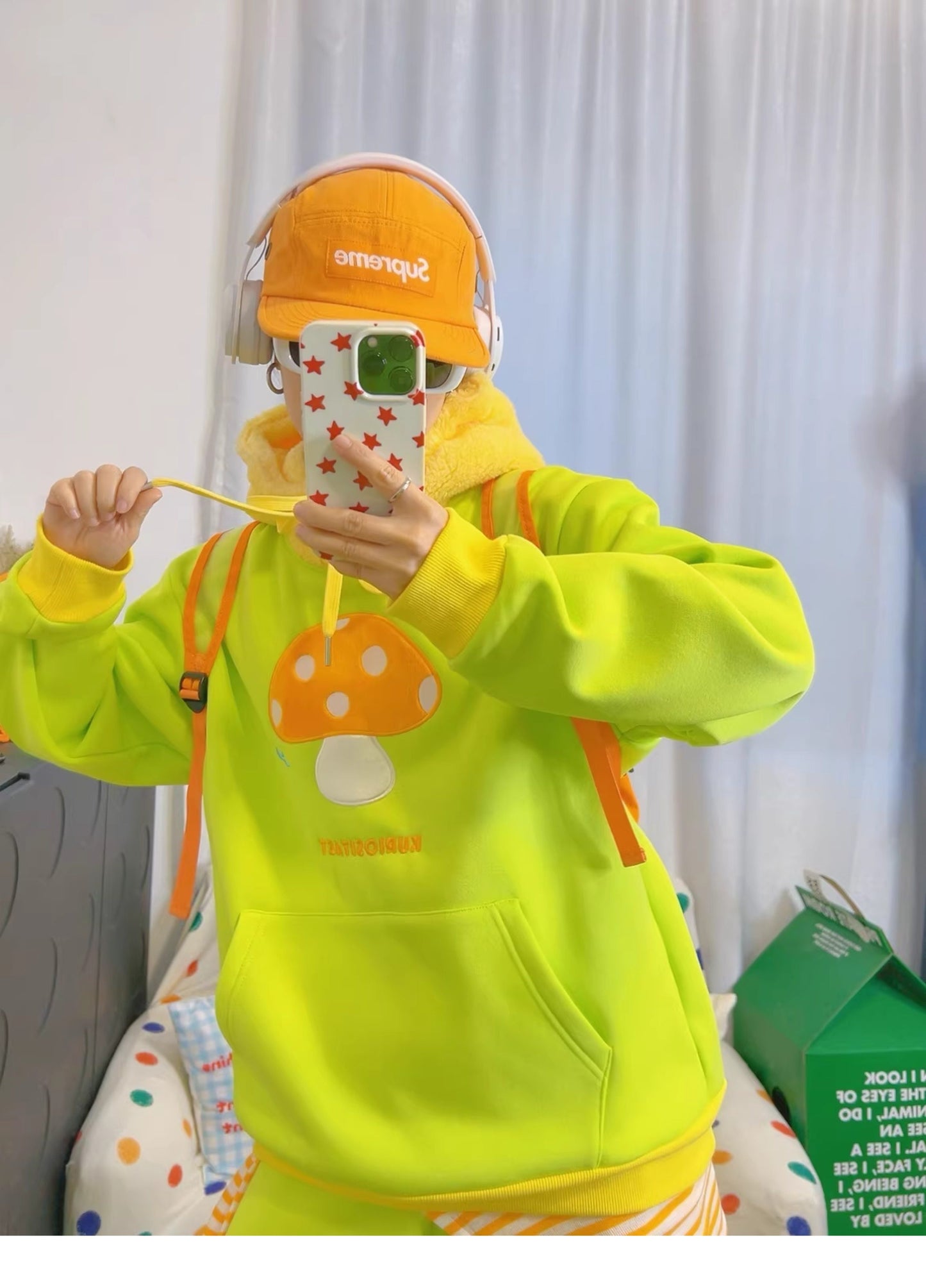 KURIOSITAET - Green Mushroom Embroidered Hoodie hoodie KURIOSITAET