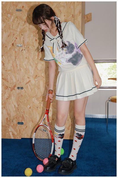 Tntntutu - Kidcore Cat Print Sailor Set set tntntutu