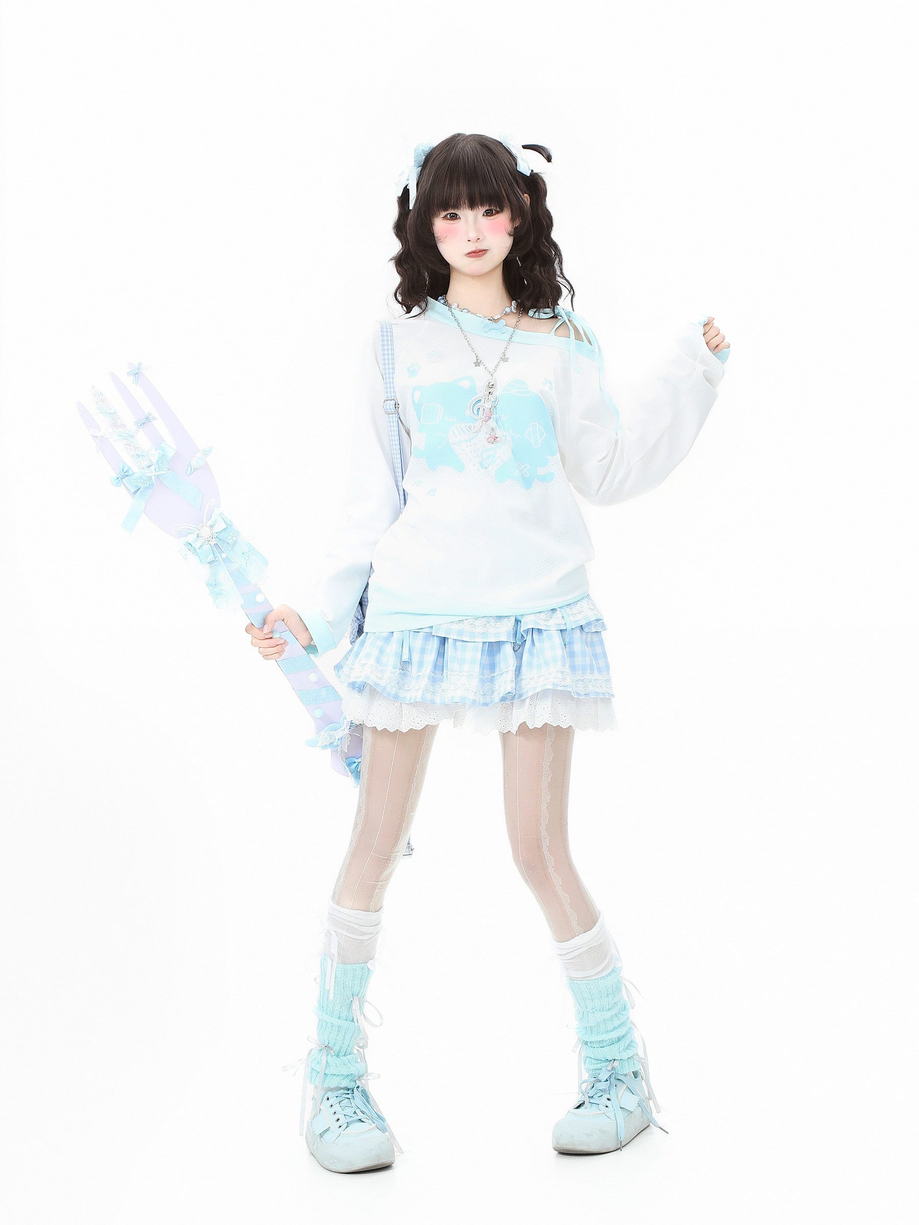 Languid Park - Plaid Lace Up Puff Skirt Land Decora