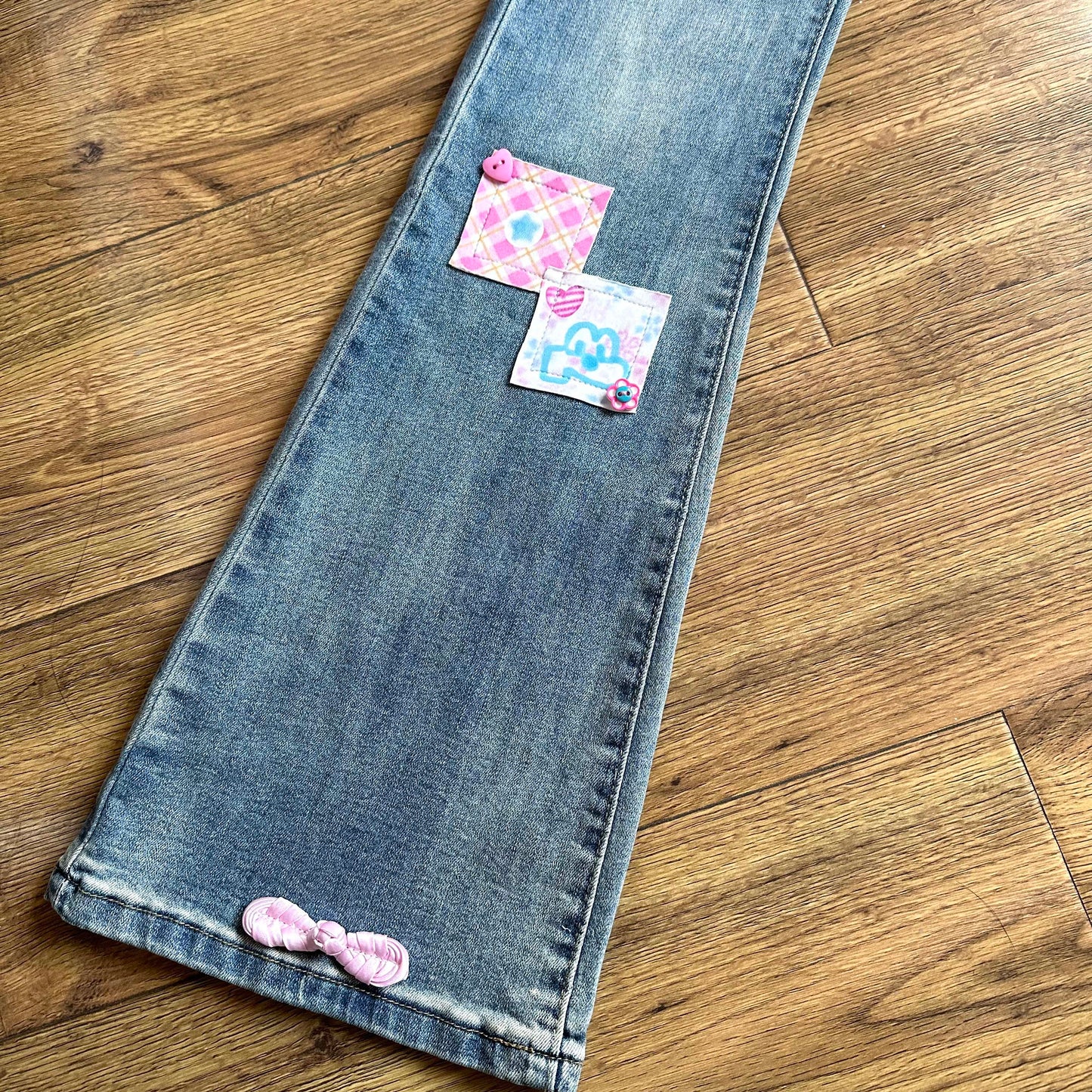 BodyTalk – Y2K Patchwork Low-Rise Flare Jeans jeans bodytalk