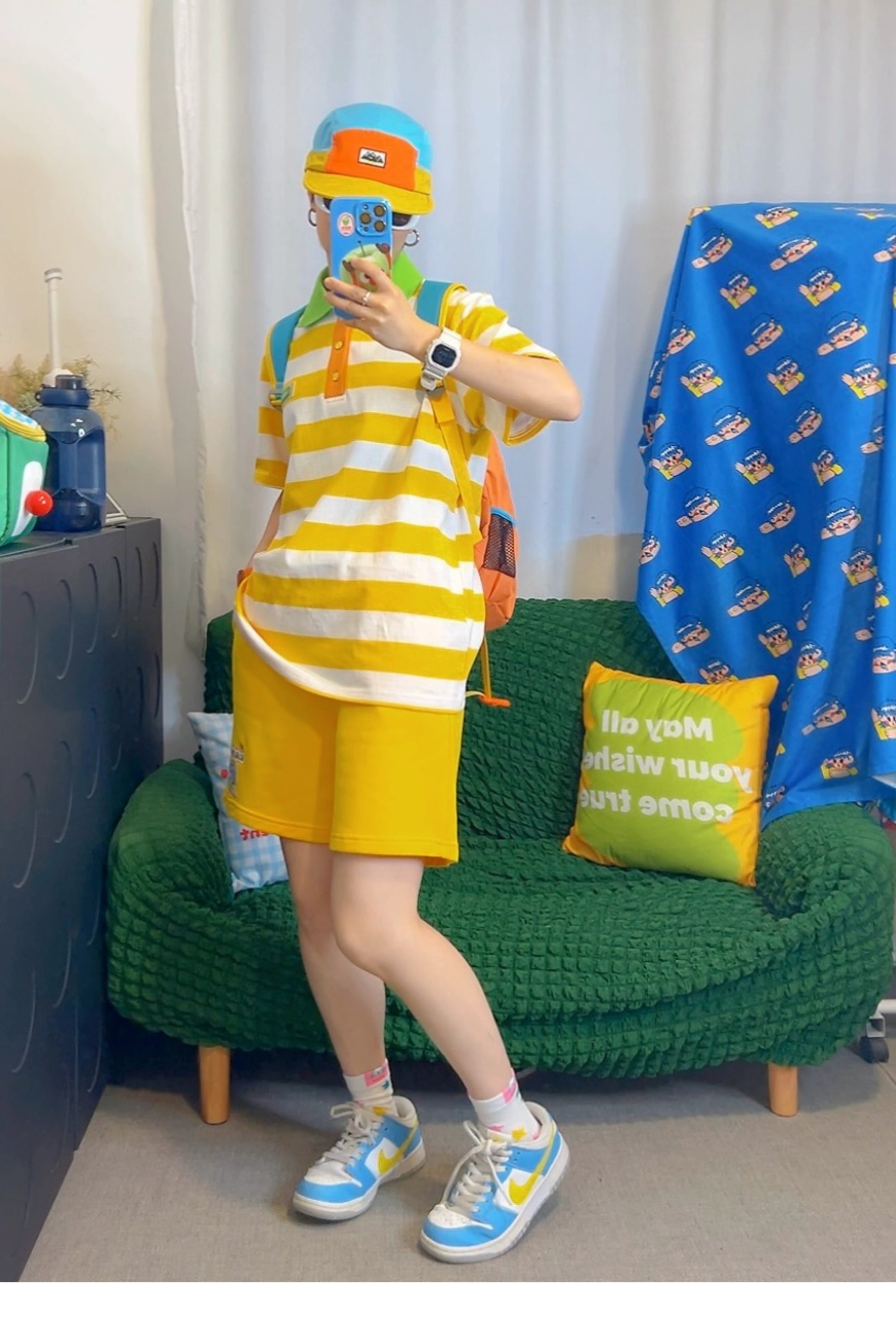 KURIOSITAET Decora Kei Striped Polo T-Shirt – Regular Fit tshirt KURIOSITAET