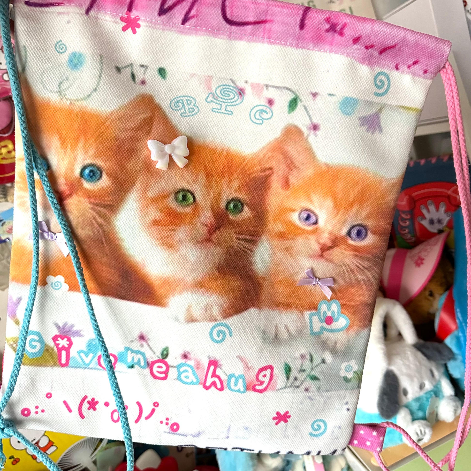 BodyTalk - Kawaii Cat Canvas Drawstring Bag bag bodytalk