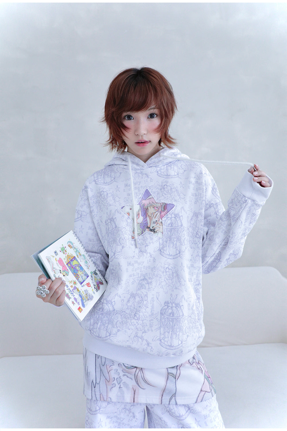 Hashtag DDD – Y2K Star Hoodie White hoodie Hashtag DDD