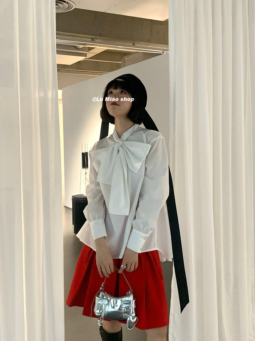 Lu Miao - Bow Detail Oversized Shirt blouse Lu miao