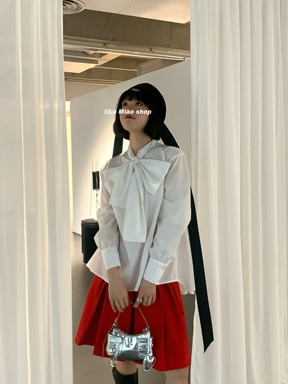 Lu Miao - Bow Detail Oversized Shirt blouse Lu miao