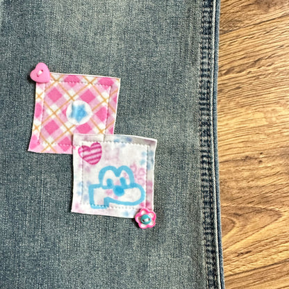 BodyTalk – Y2K Patchwork Low-Rise Flare Jeans jeans bodytalk