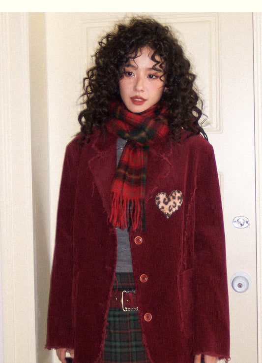 Chemical Girl - Vintage Corduroy Embroidered Blazer Jacket jacket chemical girl Red S