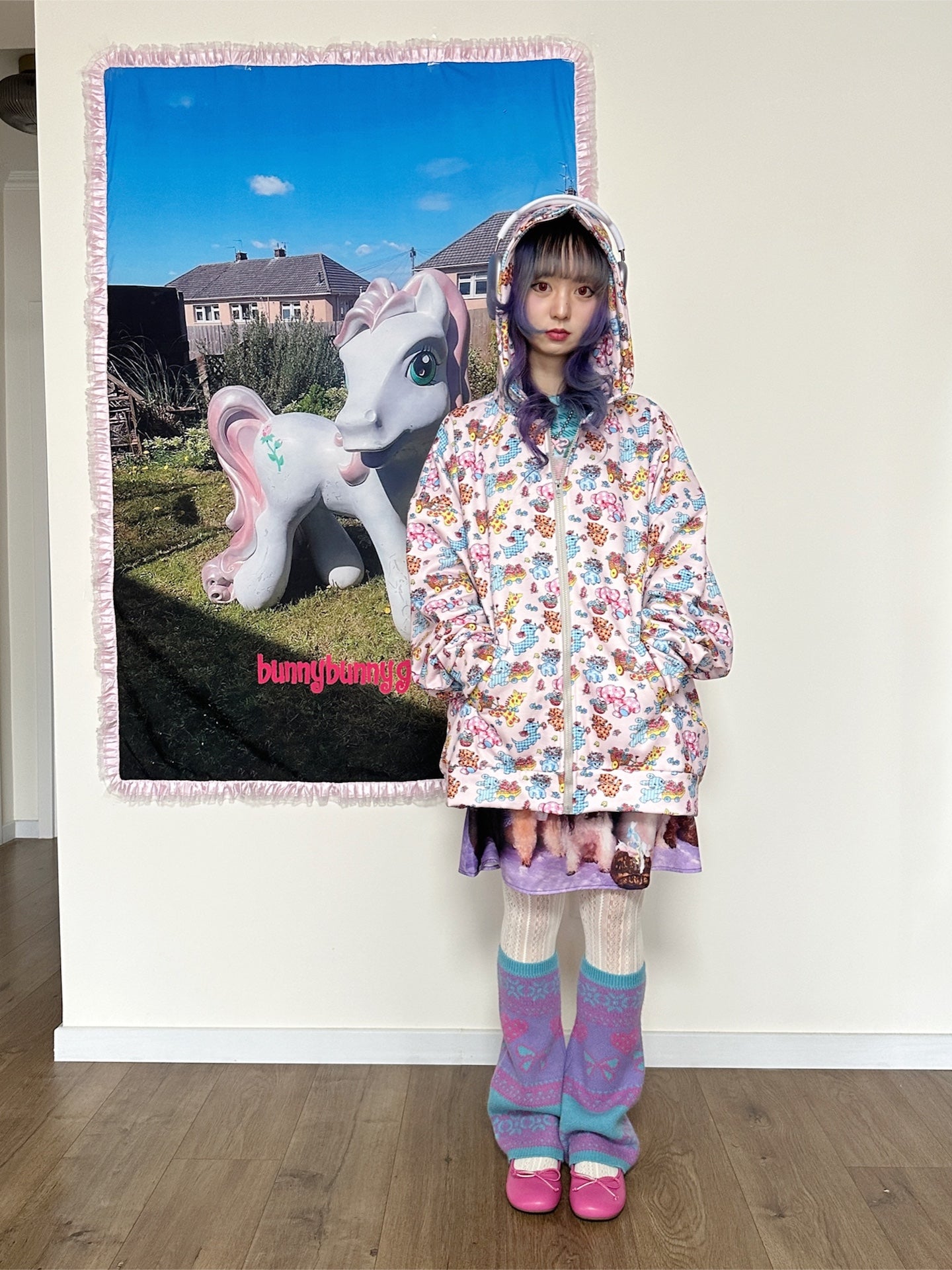 BunnyBunnyGun - Harajuku Vintage Animal Sweatshirt Pink Loose Fit hoodie bunnybunnygun