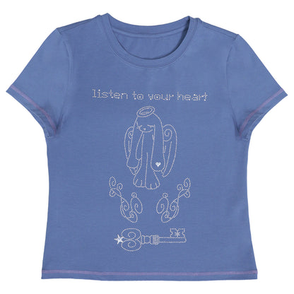 Hashtag DDD - Angel Bunny Rhinestone Tee tee Hashtag DDD S