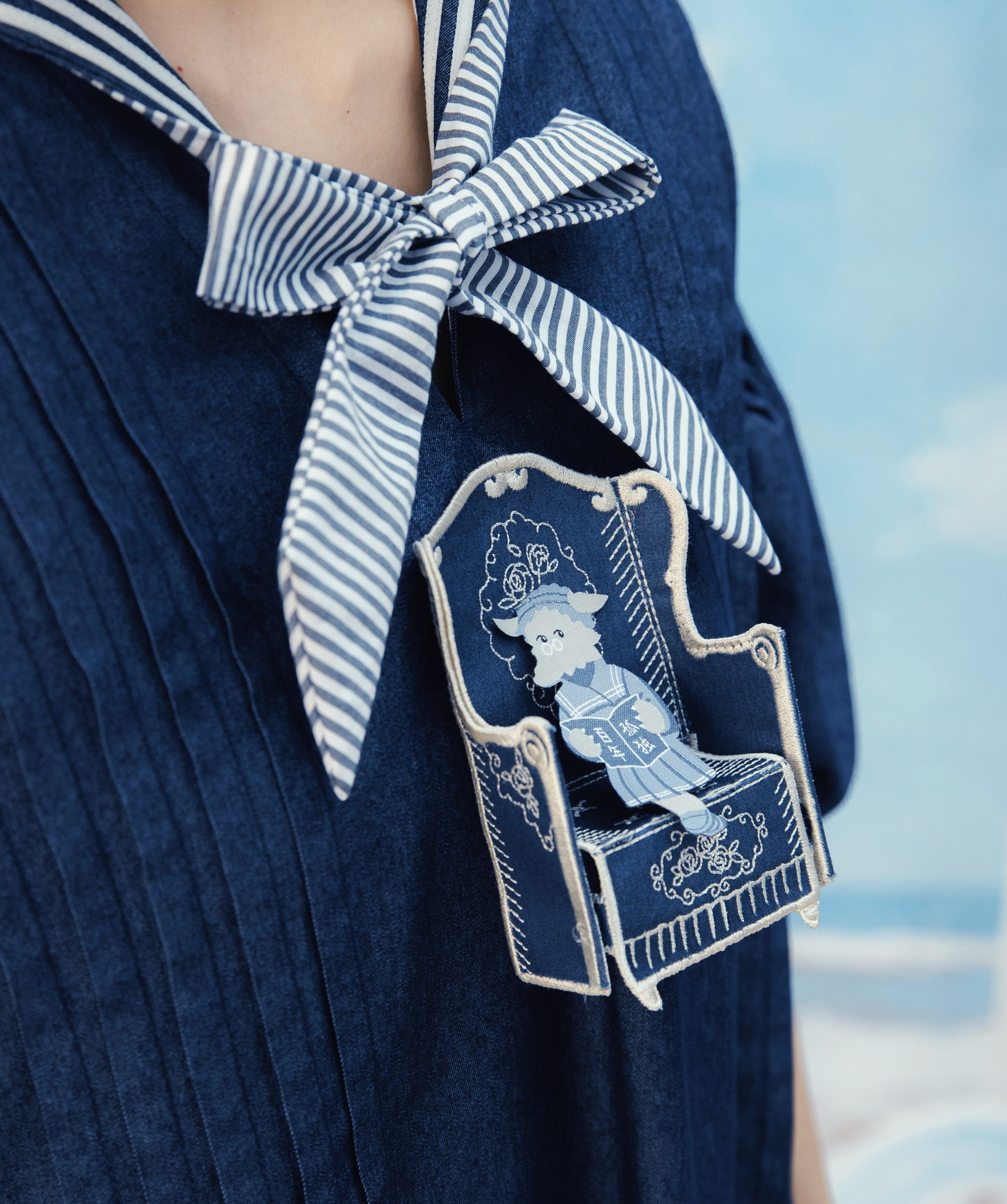 Meugler - Kawaii Dress Dark Denim Sailor Collar dress Meugler