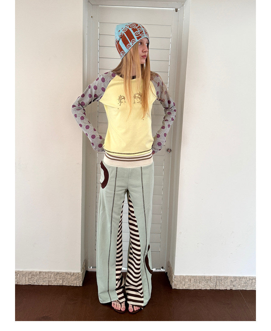 UnsocialNight - Green Brown Patchwork Flare Pants pants UnsocialNight