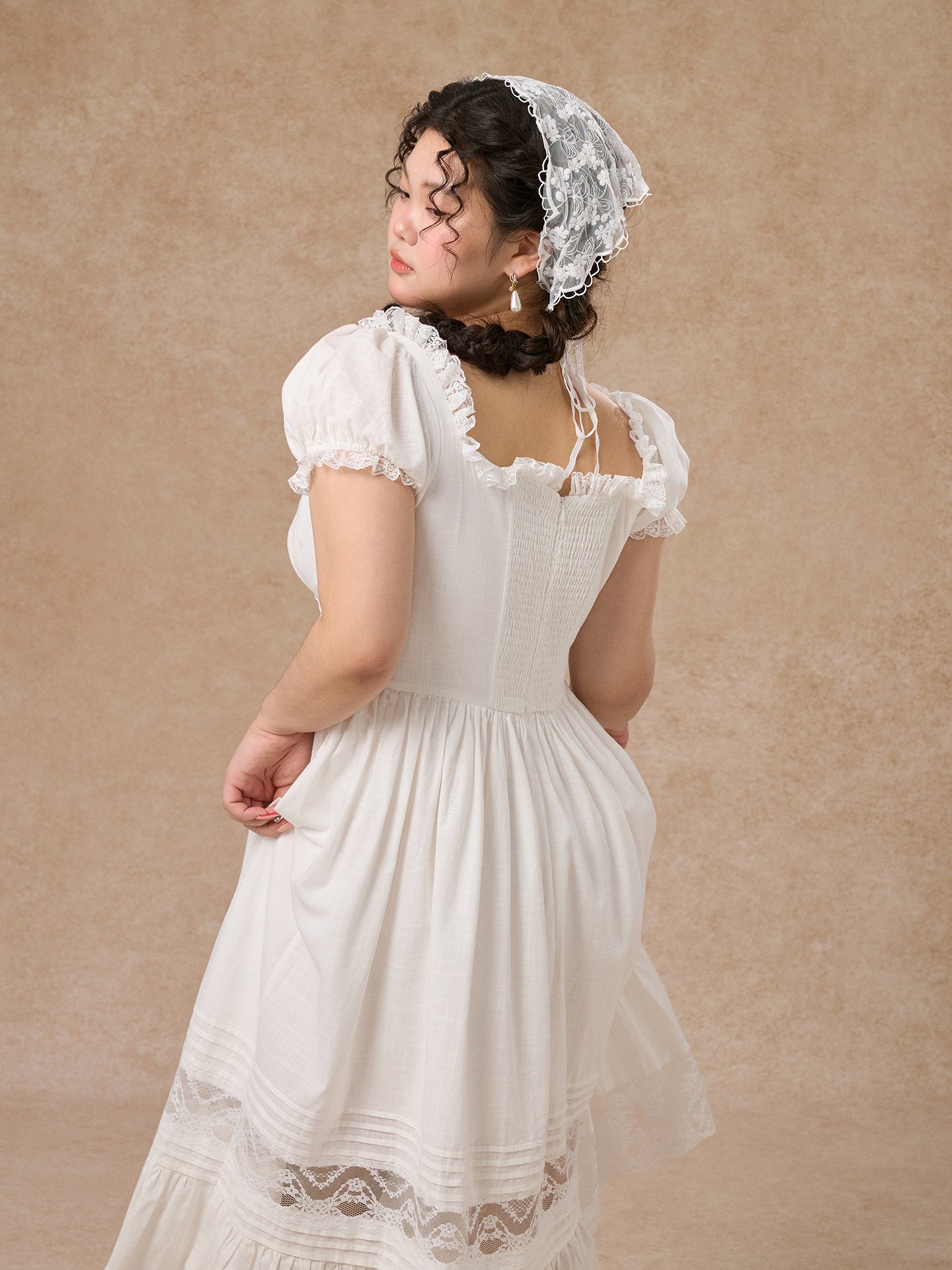 LaceMade - French Style Cinderella Cotton Lace Princess Dress Plus Size dress LaceMade