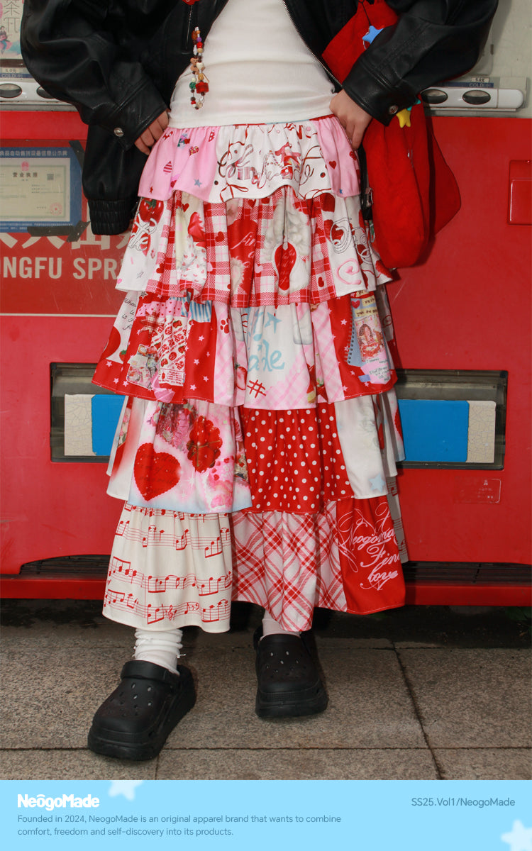 NeogoMade Bunny Cake Tiered Skirt | Harajuku Kawaii Dopamine Apple Skirt skirt NeogoMade