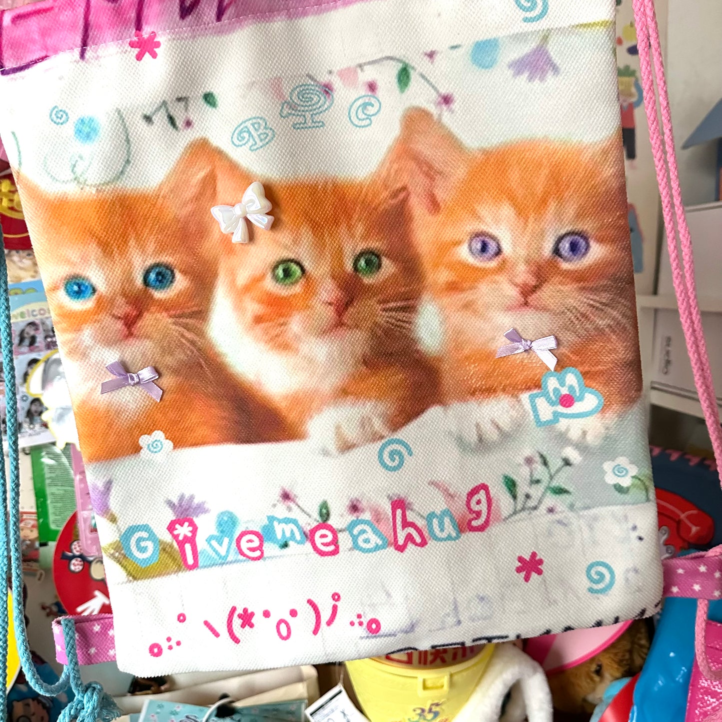 BodyTalk - Kawaii Cat Canvas Drawstring Bag bag bodytalk