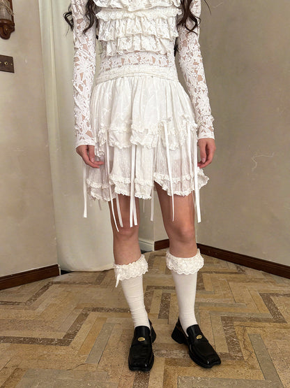 daytoday Everyday Institute - Kawaii Skirt Cotton Bow Layered skirt daytoday everyday institute