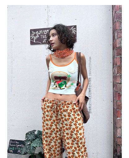 UnsocialNight - Cartoon Print Lace Cami Top camisole UnsocialNight