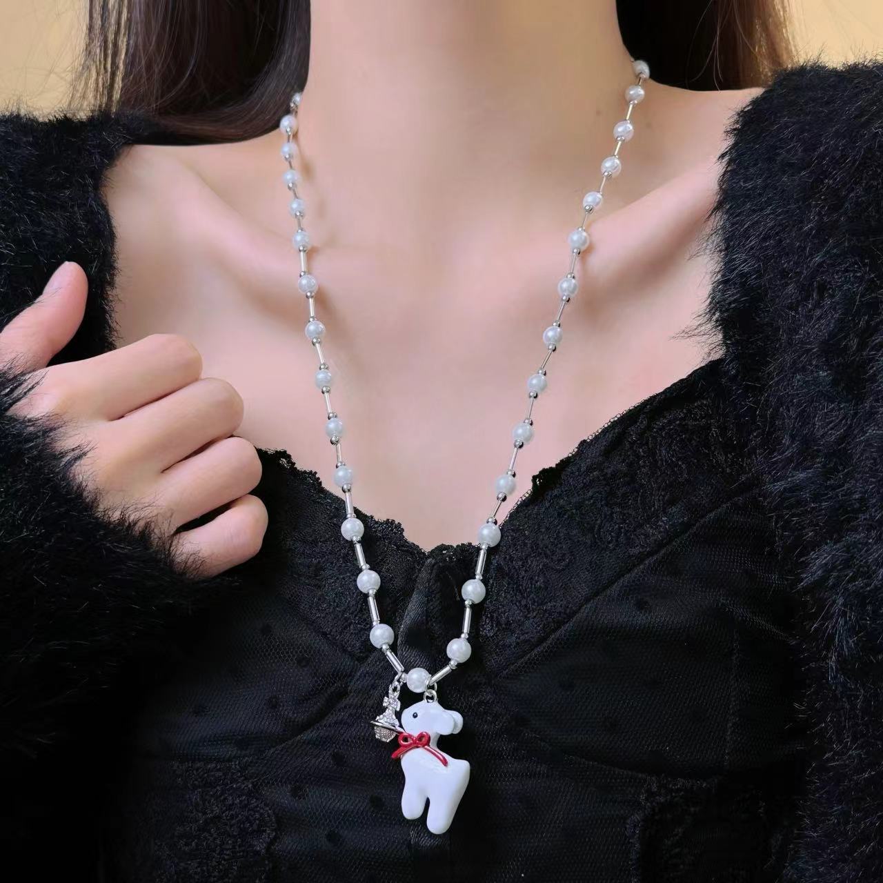 Kiwi Store - Y2K Deer Necklace Ring Set necklace kiwi store